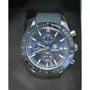 BENYAR Men's Chronograph Tachymeter Blue Wristwatch with Box & Manual